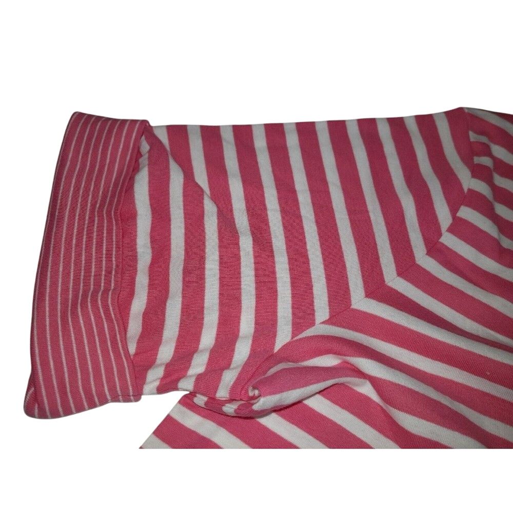 White Stag Extra Large Woman's Pink White Striped Scoop Neck Cuffed Short Sleeve — image 3 of 8